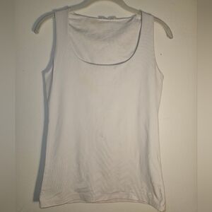 Zara Cream Fitted Tank Top with Rounded Neckline